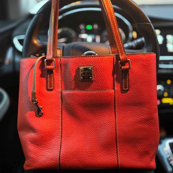 Dooney & Bourke Leather Orange Geranium Tote/shoulder bag - Picture 1 of 4
